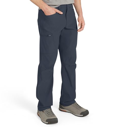 Eddie Bauer Men's Athletic Fit Fixed Waist Active Performance Rainier Pants, Storm, 34W x 32L