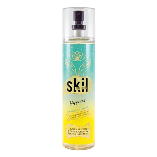 SKIL - Brume Parfumée Femme HAPPINESS - Collection Feel Good - Parfum Rose Vanille - Flacon Vaporisateur 250 ml - Fabriqué en France à Grasse