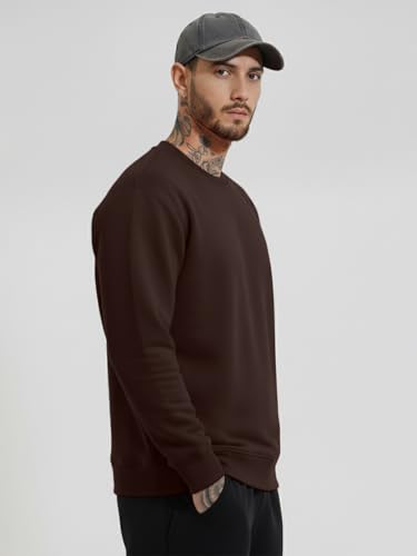 Image of LEOTUDE Regular Fit Stylish Loopknit Sweatshirt for Men's W11 All JAN25 P Brown L