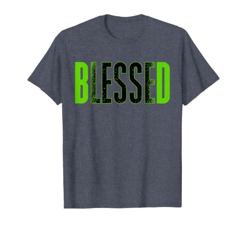 Bleesed Foamposite Black Green Matching Tee for Men Women T-Shirt, Men, Heather Blue, 5X-Large