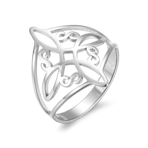 YILUOCD Anel de nó de bruxa para mulheres aço inoxidável estilo geométrico bruxaria anel de amuleto celta anel de nó celta joia vintage para mulheres, Metal, configuração de embrulho