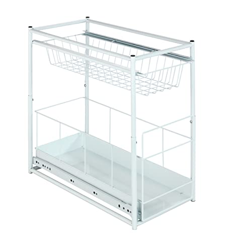 Wenko Estantería extraíble con 2 Compartimentos para armarios - 2 repisas, Metal con Recubrimiento de Polvo, 23 x 45 x 45 cm, Blanco