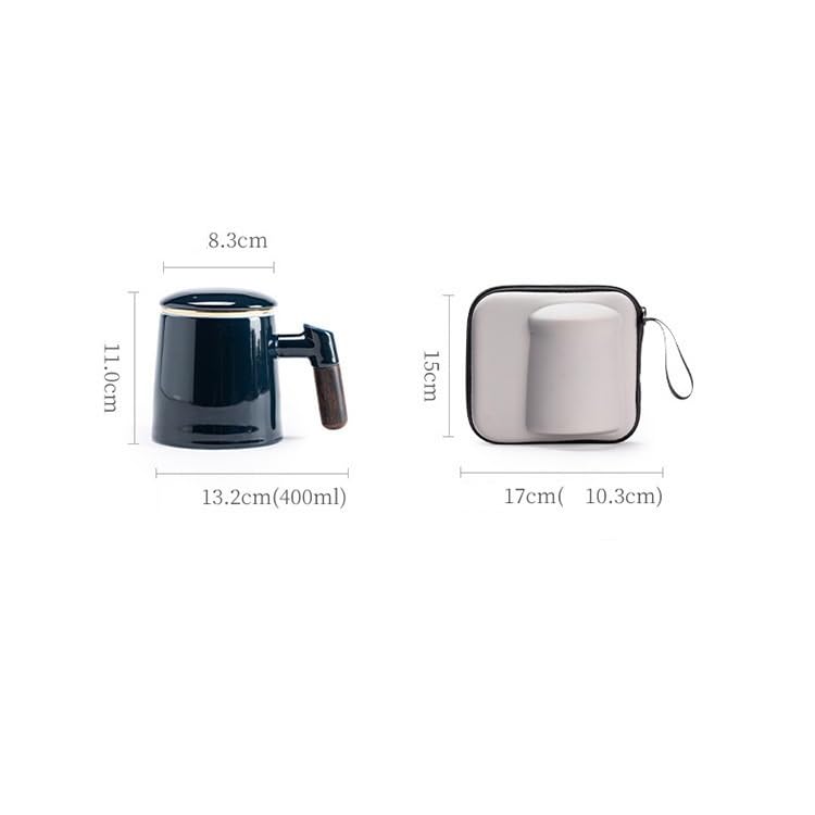 Tasse à thé Tasse de bureau en porcelaine de jade avec couvercle, filtre, séparation du thé, tasse à thé en céramique Récipient de trempage(C)