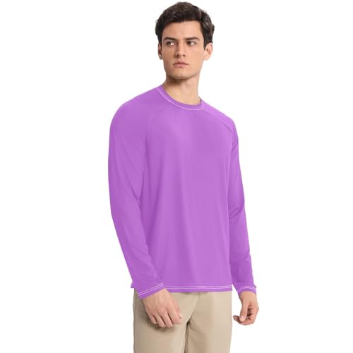 Medium Orchid Purple Long Sleeves UPF 50+ Lightweight Round Neck UV Sun Protection Long Sleeve Shirts Summer3