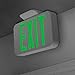 LFI Lights® Compact Exit Sign, UL 924 Listed, Green LED, White, 120/277VAC Hardwired with Battery Backup, Wall, Ceiling or Side Mount, Optional Double Face and Knock Out Arrows, LEDJRGWBB