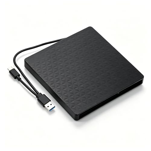 Zunate External Optical Drive Enclosure for 9.5mm CD DVD BD USB 3.0 Type C Portable Case Adapter for Laptop High Speed Data Transfer - ABS Brushed Finish
