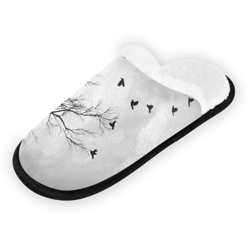 Halloween Bird Cartoon Black Slippers For Women Men Soft Memory Foam Non-Slip Hallowmas Winter Indoor House Shoes Travel Slipper2