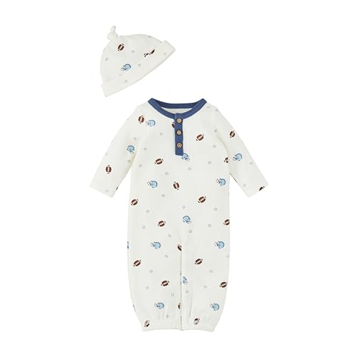 Mud Pie Unisex Baby Football Take-Me-Home Set, 0-3M White