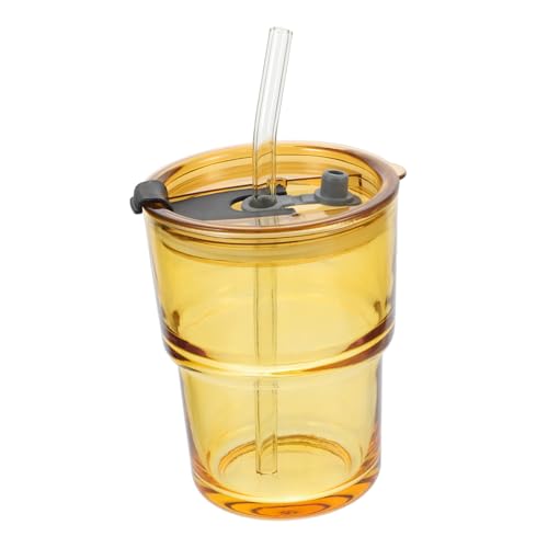 Garneck Iced Coffee Glass The Office Mugs Cup with Straw Mug Practical Cup Relaxing Coffee Cup Coffee Cups with Lids Coffee Mugs Iced Coffee Cup Iced Coffee Mug Glass Coffee Cups