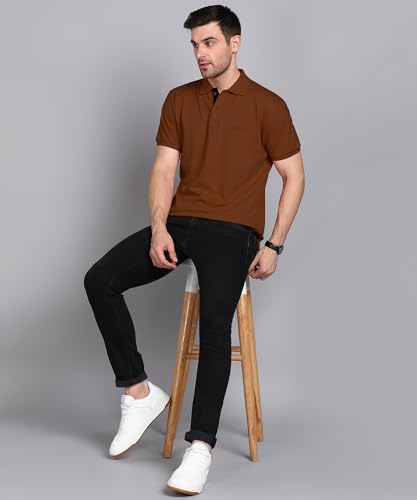 Image of 3BROS Men's Cotton Blend Half Sleeve Regular fit Comfortable Polo Neck T-Shirt (Pack of 1)