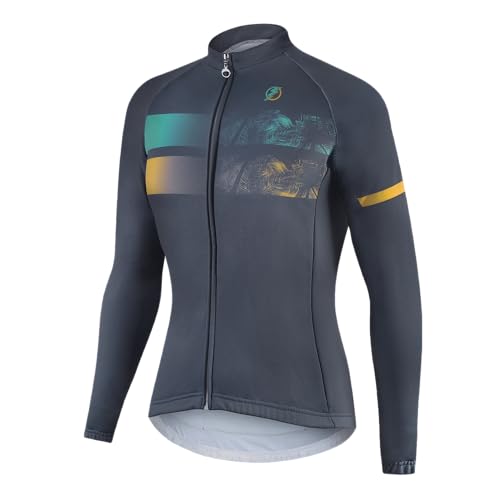 Chaqueta térmica de ciclismo para hombre manga larga gris M miniatura 1