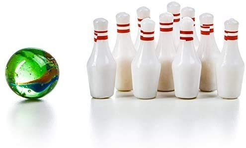 Kicko Miniature Bowling Game Set - 11 Pieces 1.5 Inch Deluxe - For Kids, Playing, Party Favors, Fun, Boys, Girls, Bowlers Etc. #TOP2