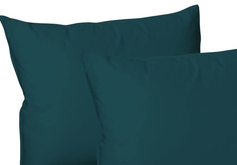 Set of 4 poly Cotton pillowcases-Housewife Plain Dyed Polycotton pillowcases-Easy Iron Poly Cotton Standard Pillow Covers-Standard Size 50 x 75 Cm Envelope Closure Soft Pillowcases (Teal)