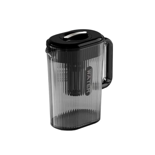 Jarra de Vidrio Jarra de agua grande con tapa y pico Botella bebida Recipientes plástico for té frío Nevera Hervidor for bebidas heladas Jarra de Té Helado(Negro)