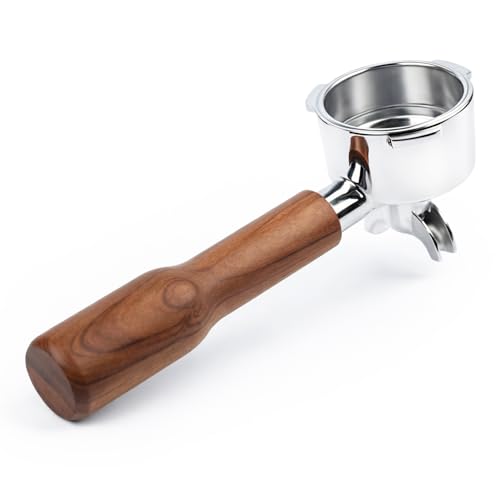 KUCHZUBE 51mm Portafilter with 2 Spouts Compatible For CASABREWS CM5418, 3700 Series, Gevi, Mr. Coffee Espresso and Cappuccino Machine, 3 Ears Thickness 4mm, Rosewood Handle
