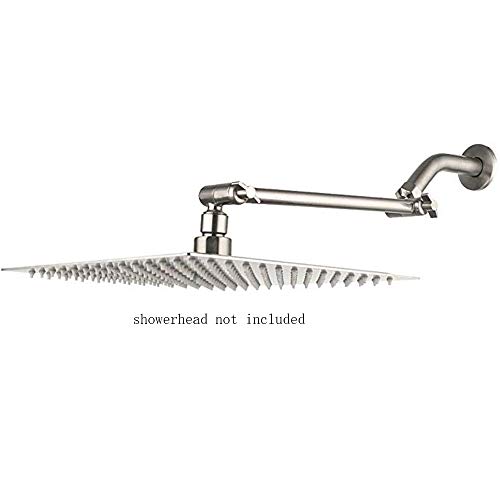 Lordear Solid Brass Brushed Nickel 11 Inch Wall Mounted Extender Rainfall Adjustable Extension Shower Head Arm, Easy For Any Shower Angles Straight Shower Arm #TOP5