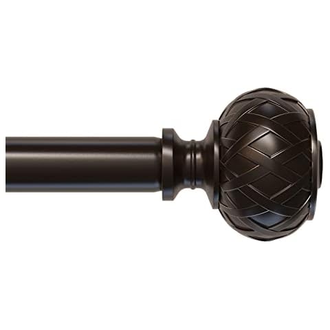 SZXIMU Curtain Rods for Windows 28 to 48 Inches, 3/4 Single Rods with Netted Texture Finials Bronze Cover