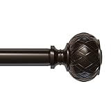 SZXIMU Curtain Rods for Windows 28 to 48 Inches, 3/4 Single Rods with Netted Texture Finials Bronze