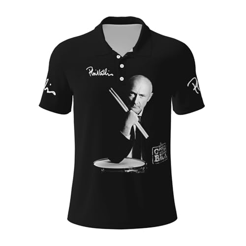 Photo de Phil Singer Collins Polo pour Homme - T-Shirt imprimé sur Le thème du Chanteur Classique pour Le Travail ou pour Un Cadeau de Choix pour Les Fans de Musique Large