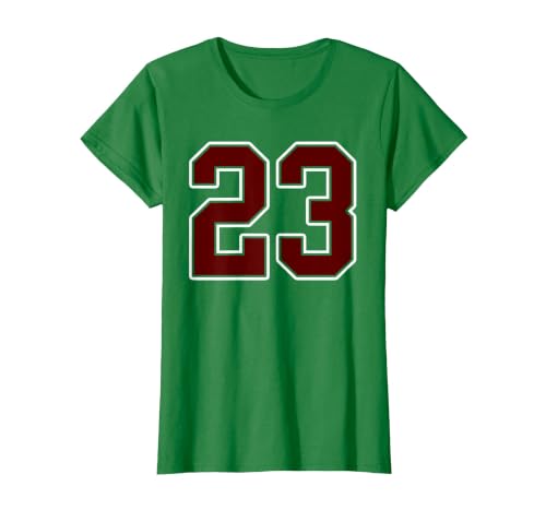 Maroon and White Number 23 Jersey Player Uniform #23 Fan T-Shirt, Women, Kelly Green, XX-Large