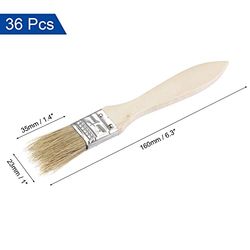 sourcing map 36Pcs 1 Inch Paint Brush Natural Bristle Flat Edge with Wood Handle Wall Treatment Tool for Paint, Varnishes, Glues - Image 2