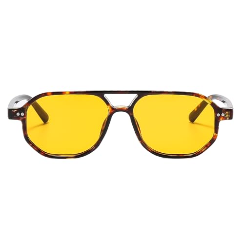 Retro Style Pilot Sunglasses for - Women Men Classic Double Bridge Vintage UV400 Protection Square Eyewear Driving4