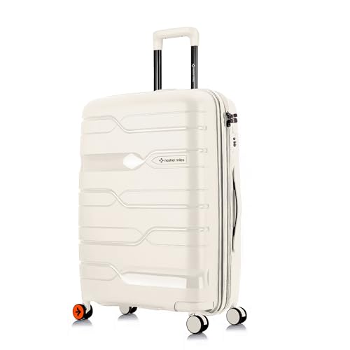 Image of Nasher Miles Paris Hard-Sided Polypropylene Check-in Luggage 28 inch | 75cm | 8 Wheels Large Trolley Bag for Travel | Suitcase (White)