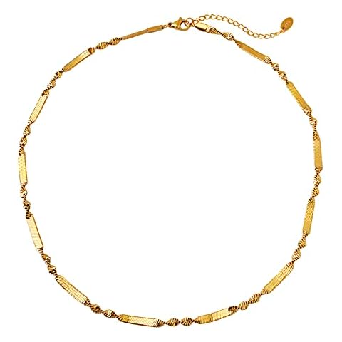 FLUIDABLE Felicia Necklace, 40+5CM 18K Gold Necklace For Women And Ladies, Choker Necklace, Herringbone Chain Necklace, Snake Necklace, Gift For Her On Anniversary Cover