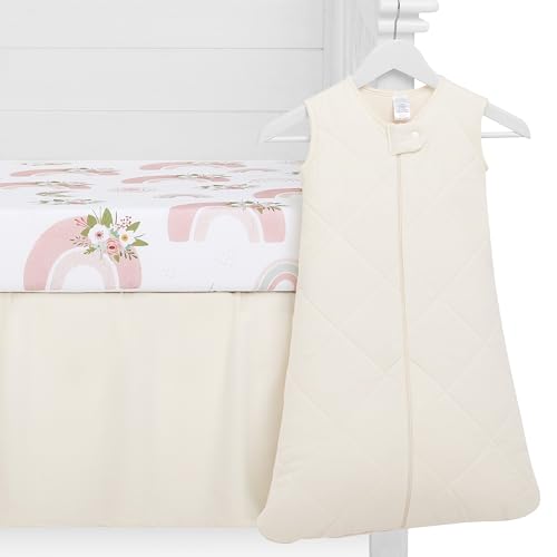 Image of Evolur Rainboho 3 Piece Crib Bedding Set, Machine Washable, Soft and Breathable Toddler Bedding Set, Includes Fitted Sheet, Wearable Blanket and Crib Skirt