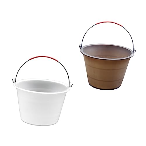 LALAFINA 2pcs Heavy Duty Plastic Storage Bucket Thickened Cement Bucket for Construction Site Multi Functional Trash Bin Lightweight Design with Portable Handle