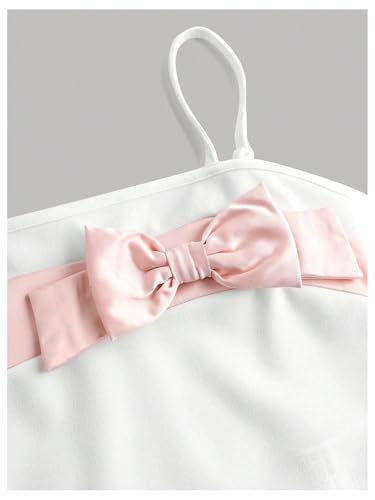 Floerns Girl's Colorblock Bow Sleeveless Camisole Kids Spaghetti Strap Cami Top3