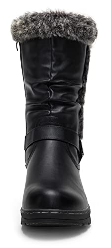 Vepose Women's Mid Calf Boots Black Pu Slouch Snow Booties Classic Outdoor Shoes For Women Size 9.5(Cjy960 Black Pu 09.5) #TOP4