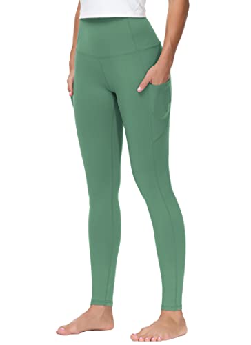 Image of THE GYM PEOPLE Thick High Waist Yoga Pants with Pockets, Tummy Control Workout Running Yoga Leggings for Women