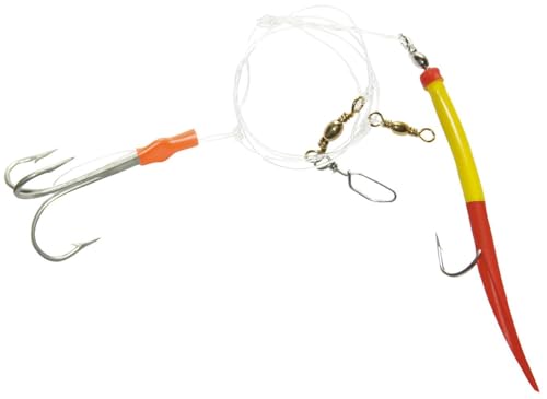 Dieter Eisele Überbeißersystem rot/gelb Haken 3/0+8/0 70cm 1,00mm - Überbeißermontage für Großdorsch, Vorfach für Norwegen, Dorsch