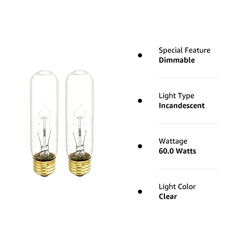 Bulbrite B60T10C 60-Watt Incandescent T10 Tubular Bulb, 120V, Clear (2) #TOP1