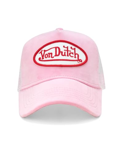 Image of Von Dutch Unisex Trucker Hat - Velvet Curved Bill Mesh Back Retro Classic Adjustable Snapback Baseball Cap for Men and Women