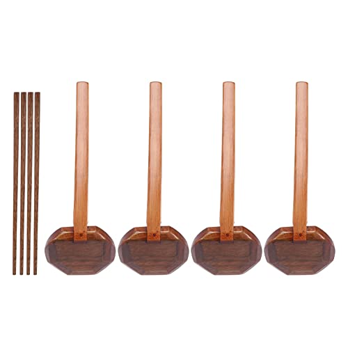 Pasuihcay 4 Pieces Japanese Long Handle Large Spoon Ramen Spoon Wooden Hot Pot Spoon Tortoise Shell Spoon Wood Rice Soup Dessert