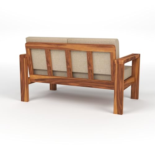 Image of KINGS HOME FURNITURE Sheesham Wooden 4 Seater Sofa for Living Room | Solid Wood Sofa | Rosewood Sofa Set for Home & Office | Lounge (Honey Finish, 4 Seater)