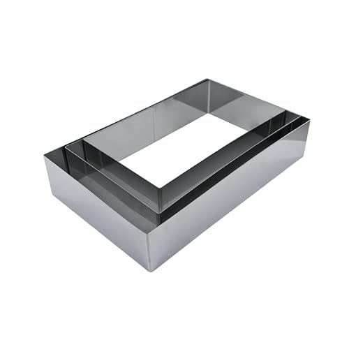 Lily cook kp5349 - Marco pastelero Rectangulo de Acero Inoxidable, Plata, Set de 3 moldes