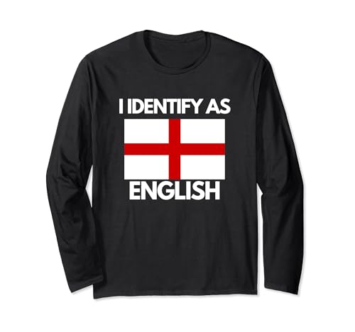 Me identifico como el orgullo inglés con la divertida bandera de Inglaterra Manga Larga