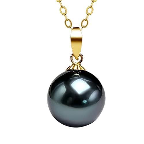 UMID Authentique Tahiti Nanhai Aquaculture Paon Vert Noir Perle AAA, 8-8.5mm, 11.5-12mm, 16mm Perle Noire Sydney Collier Pendentif Femme, Argent sterling, Perle