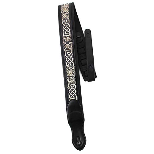 Walker And Williams KB-05-BLK Sangle de guitare rembourrée en cuir sculpté avec chaîne celtique sculptée blanche… - Les Beatles, Paul McCartney, John Lennon, RIngo Starr, George Harrison Walker And Williams KB-05-BLK Sangle de guitare rembourrée en cuir sculpté avec chaîne celtique sculptée blanche…