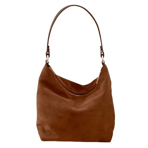 Image of Women's Faux Suede Lightweight Top Handle Crossbody Bag Leopard Print Purse Animal Small Handbag