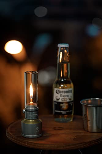 Image of CAMPINGMOON Camping Gas Candle Lantern 15g Refillable Tank (Silver - JP) | Soft candle style glow for camp tables and outdoor dining