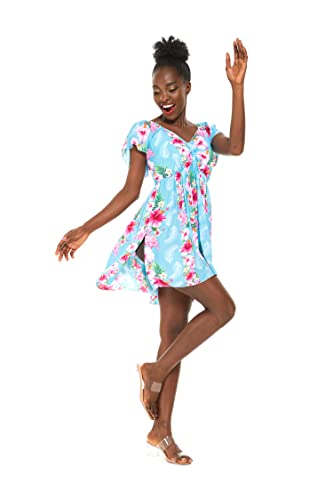 Image of Hawaii Hangover Family Matching Clothes, Pink Hibiscus Vine Turquoise | Family matching Hawaiian outfits, Pink Hibiscus Vine Turquoise, lightweight rayon, machine washable, tropical floral print