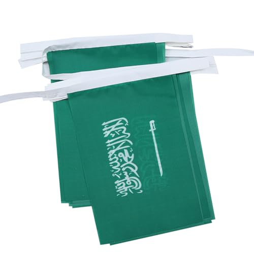 AZ FLAG Guirnalda 6 Metros, 20 Banderas de Arabia Saudita 21x15 cm, Bandera Saudí 15 x 21 cm - Banderines Saudies