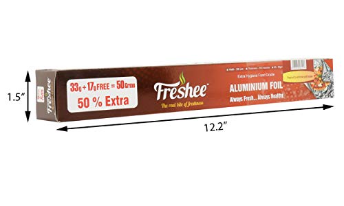 Image of Freshee 50gm Aluminium Silver Kitchen Foil Roll Paper Pack of 5|11 Micron Thick|Food wrap|Disposable Food Parcel|Fresh Food