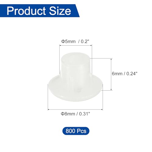 Image of uxcell 800Pcs Screw Hole Plugs, 5mm(3 /16 inch) Dia Plastic Round Button Plugs Snap in Locking Hole Covers Flush Type Caps for Furniture Cabinet, Transparent