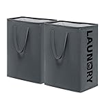 Large Laundry Basket 2-Pack 75L Tall Hampers Collapsible Washing Baskets for Laundry in the Dorm and Family, Foldable Laundry Hampers for Clothes, Toys, Towels, Grey Laundry Bin
