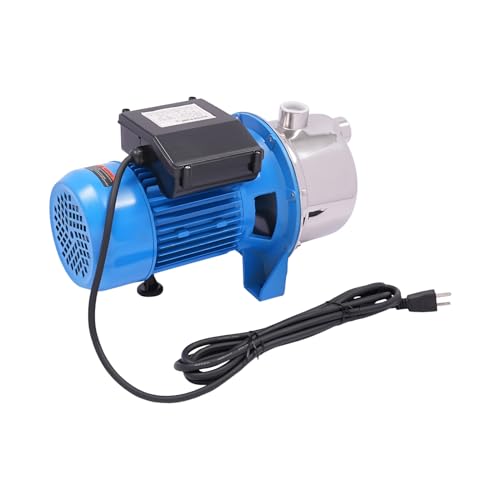 BANLICALI Shallow Well Pump,1.5 HP 110V Shallow Well Water Pump Garden Jet Pump, Stainless Steel Submersible Well Pump Water Pump for Garden Lawn Irrigation System 120.07 ft³/h 157.48ft Max. Lift